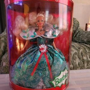 Barbie Holiday Doll in Green and Silver Dress